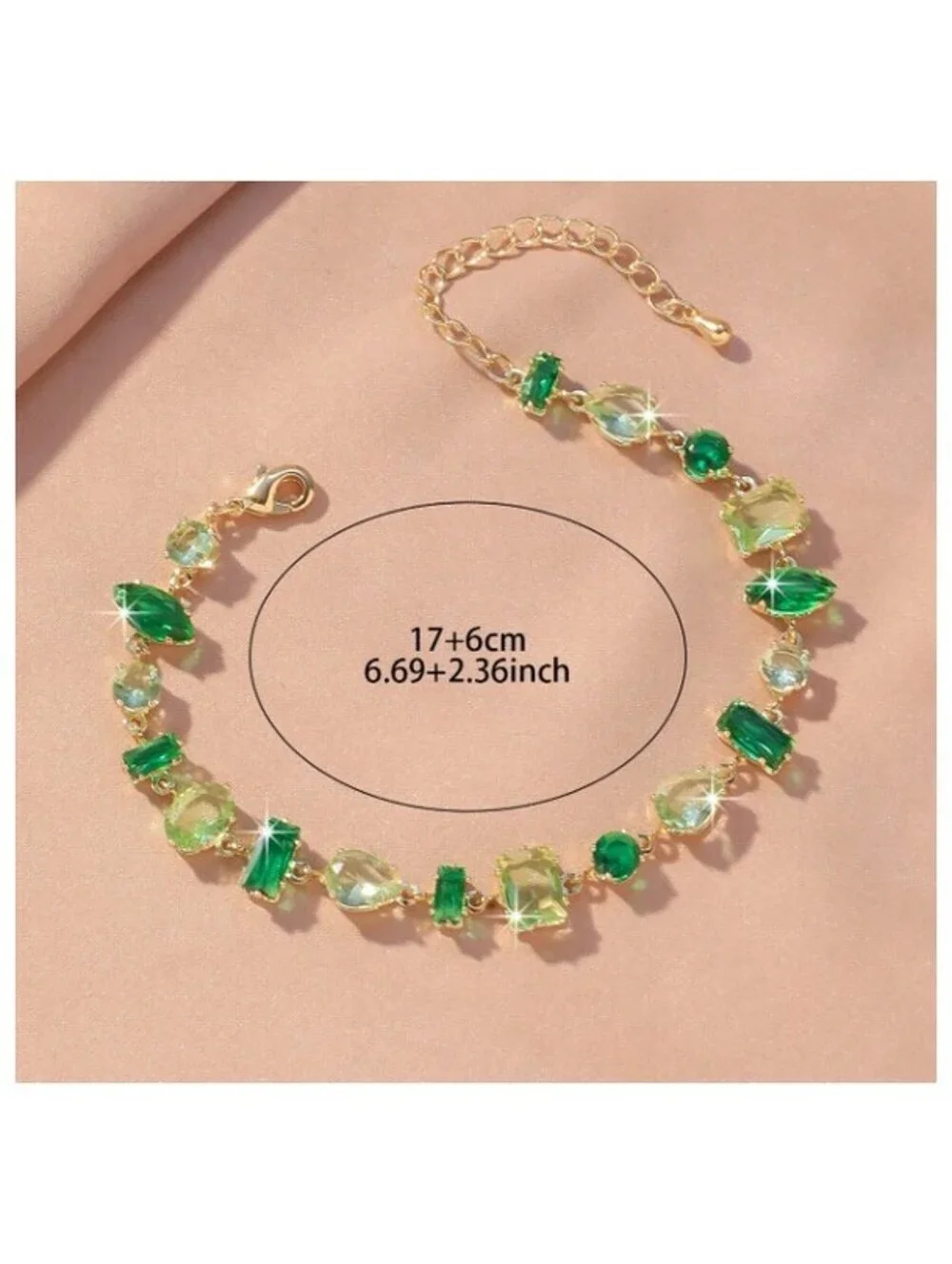 Green multi stone - Bracelet - Gold - CZs - 7-9